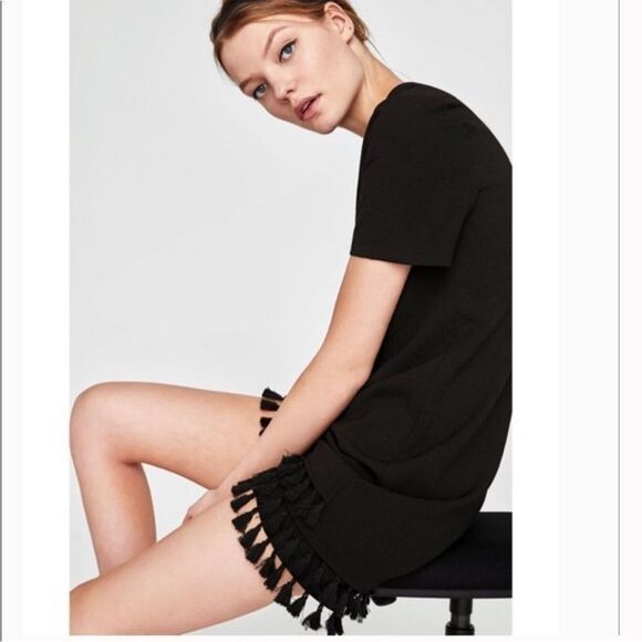 Zara Pom Pom Tassel Mini Dress - Picture 1 of 8